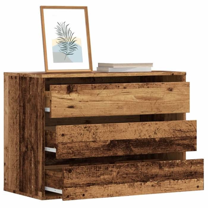 vidaXL Commode dangle vieux bois 80x41x58 cm bois dingénierie commode à tiroirs classeur armoire à tiroirs armoire de 852859