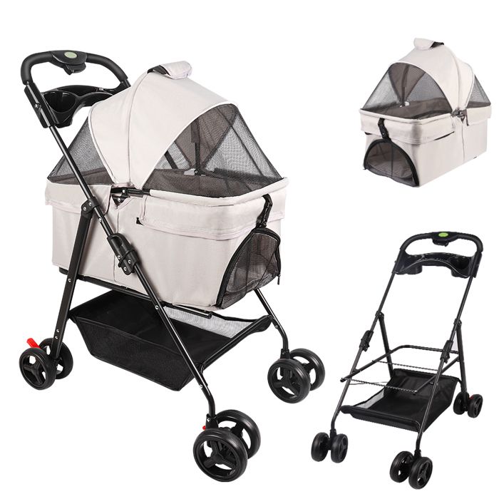 Comparer les prix de Poussette pour animaux de compagnie, pour chats et chiens, détachable, beige, 50*65*99cm.