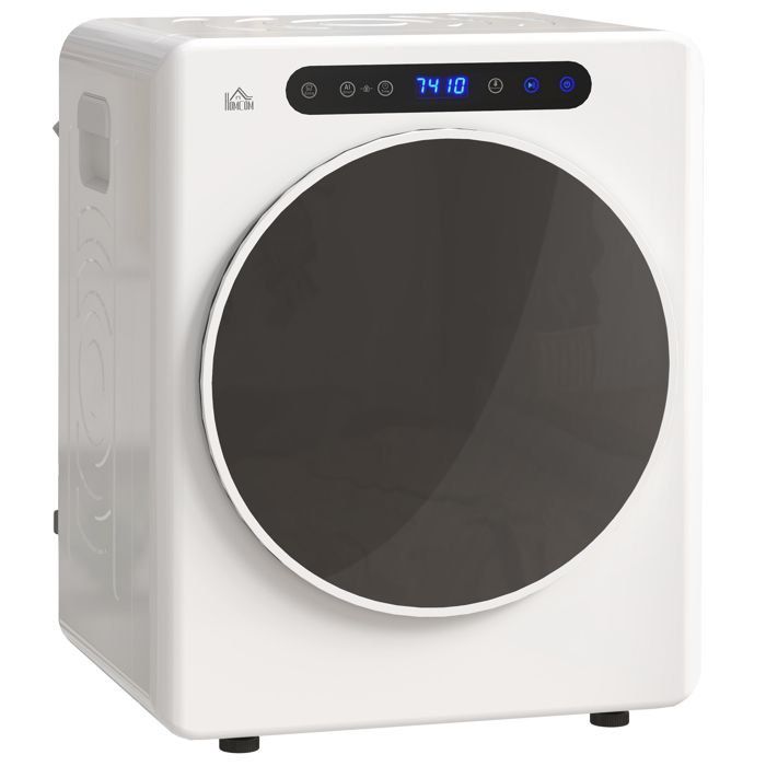 Sèche linge à évacuation - HOMCOM - 1000 W 3 Kg - 6 modes de séchage minuterie - acier inoxydable - 49 x 43 x 61 cm - blanc - Hom
