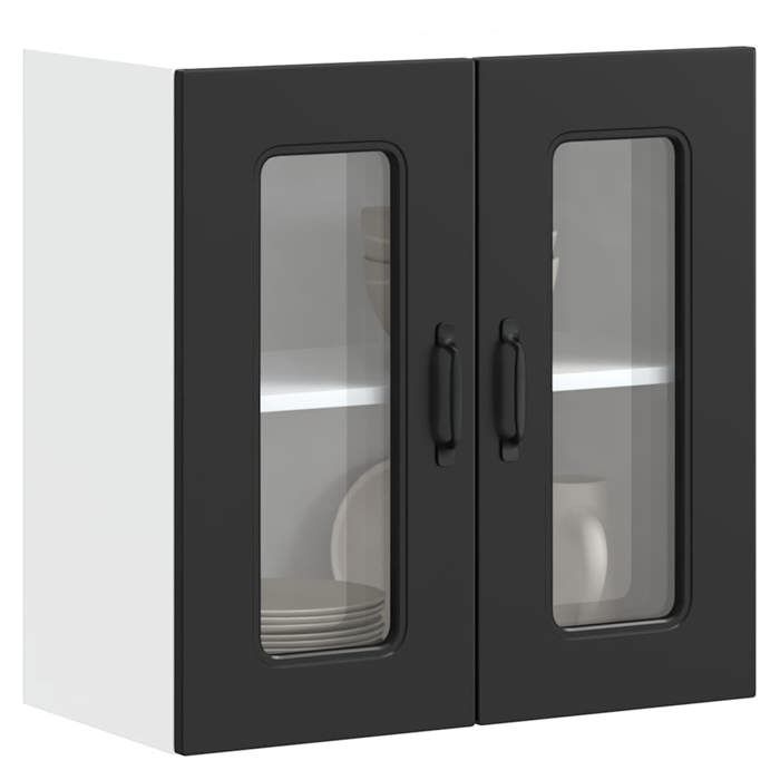 “RabaisMeuble haut suspendue - VIDAXL - Armoire murale de cuisine avec porte en verre Kalmar noir Août49030