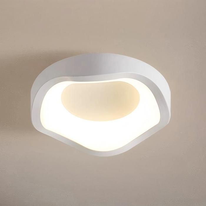 WOTTES Plafonnier LED Style Moderne - 12W Blanc chaude IP54 Imperméable Luminaire Intérieur Pour Salle de Bain - 1pcs Blanc Ø20CM