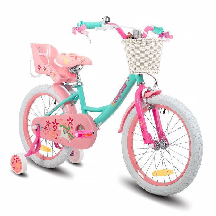 Vélo Enfant JOYSTAR Berry 14 Pouces - Avec Stabilisateurs - Pour 3 à 5 Ans - Rose - Freins Double Sécurité