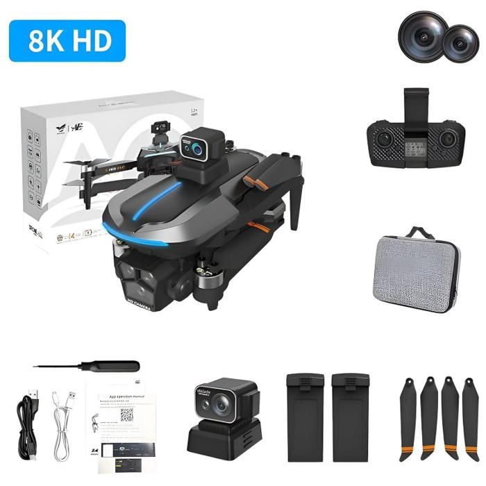 Drone pliable 8K zoom 50X double batterie évitement dobstacles retour à la base trajectoires de vol personnalisées