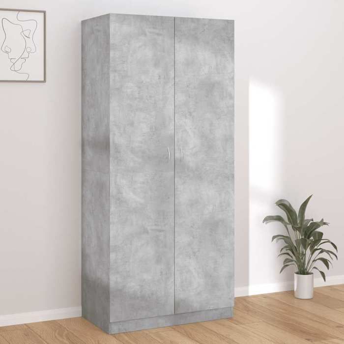Garde-robe Gris béton style contemporain en bois dingénierie 90x52x200 cm pour chambre et dressing