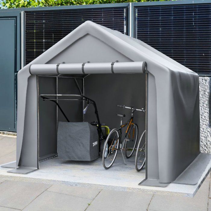 Abri de jardin 244 x 241 x 217 cm garage à vélos abri à outils tente de garage cabane de jardin tente de rangement gris fonc