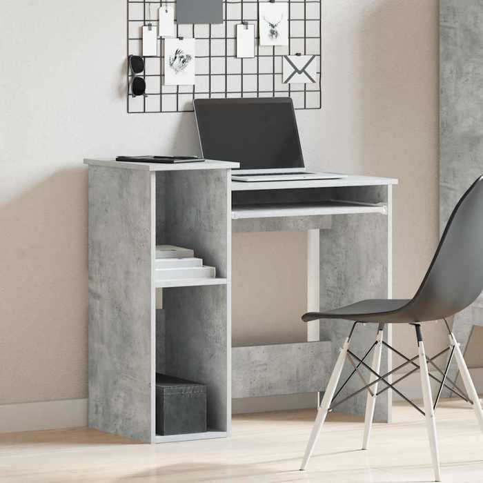 Bureau Gris CLOUD Table à écrire Pour 1 personne avec étagères gris béton 84x40x78 cm bois dingénierie BBB768 Bureau Gris CLOUD Table à écrire Pour 1 personne avec étagères gris béton 84x40x78 cm bois dingénierie BBB768