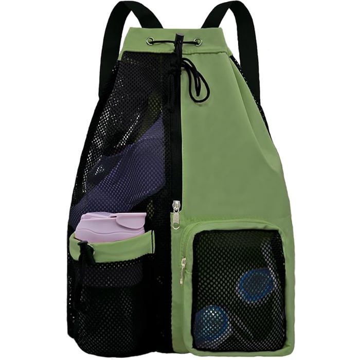 Sac de sport multifonctionnel compartiment latéral fitness natation voyage – Vert