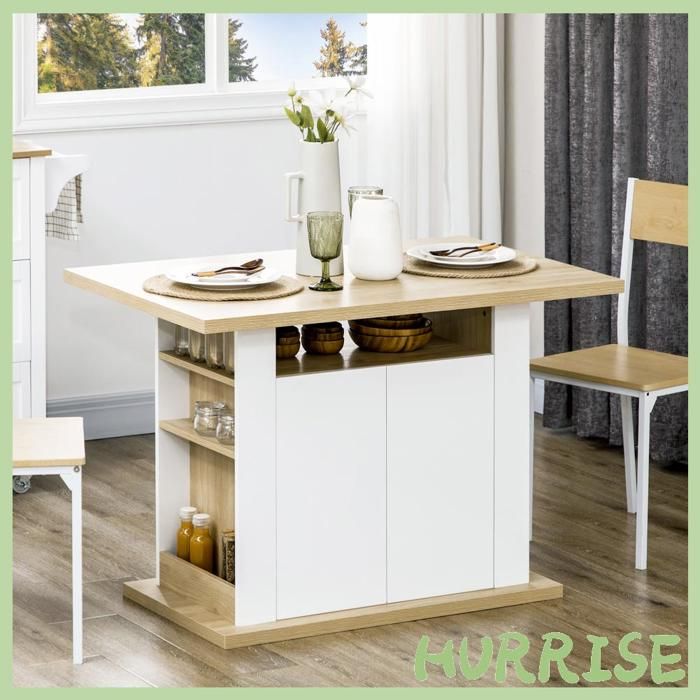 Cocosity Ilot Central Cuisine Table Avec Grand Plan De Travail 4-6 Personnes - Dim. 110L X 70L X 75 5H Cm