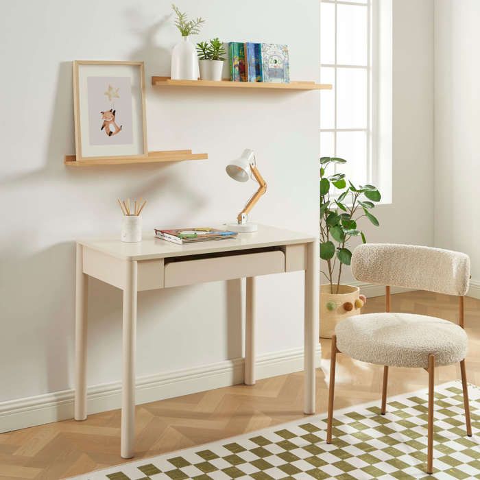 Bureau enfant CELIA beige 1 tiroir 90cm