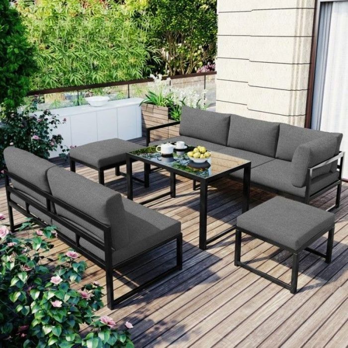Salon de jardin - O.Ye - Lounge Modulable - 7 places - Dossier réglable 4 positions - Aluminium anti-corrosio VAPORISATEUR DE SALON