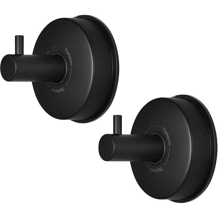 Lot de 2 crochets à ventouse en acier inoxydable pour salle de bain douche porte-serviettes pour cuisine Noir Mat Pack de 2