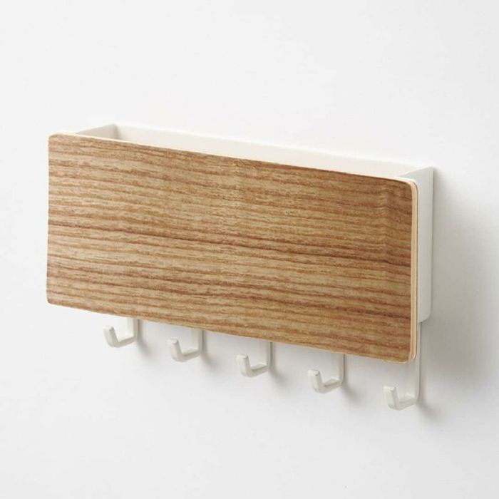 Armoire à clés Porte-courrier en bois et crochet pour boîte à clés porte-clés porte-courrier mural en bois non poreux 5 crochets