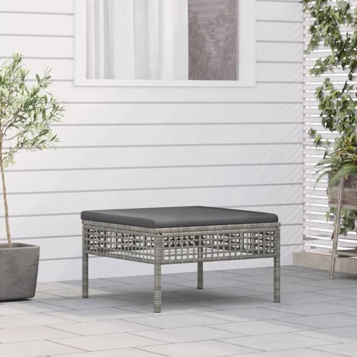 Maison Exclusive - Tabouret de jardin avec coussin gris résine tressée