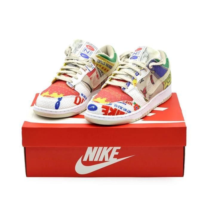 CHAUSSURES DE BASKET-BALL DA6125-900 Nike Dunk Low City Market Red White Beige Multi Green Yellow (Mens)