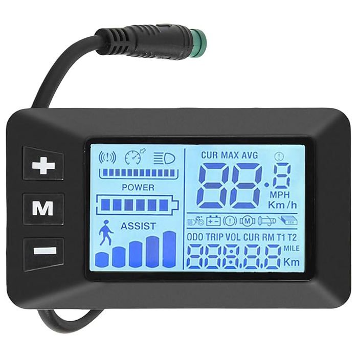 Écran LCD pour vélo motorisé - G51 - 5 broches 24/36/48V - Affichage vitesse et batterie - Compteur kilométrage