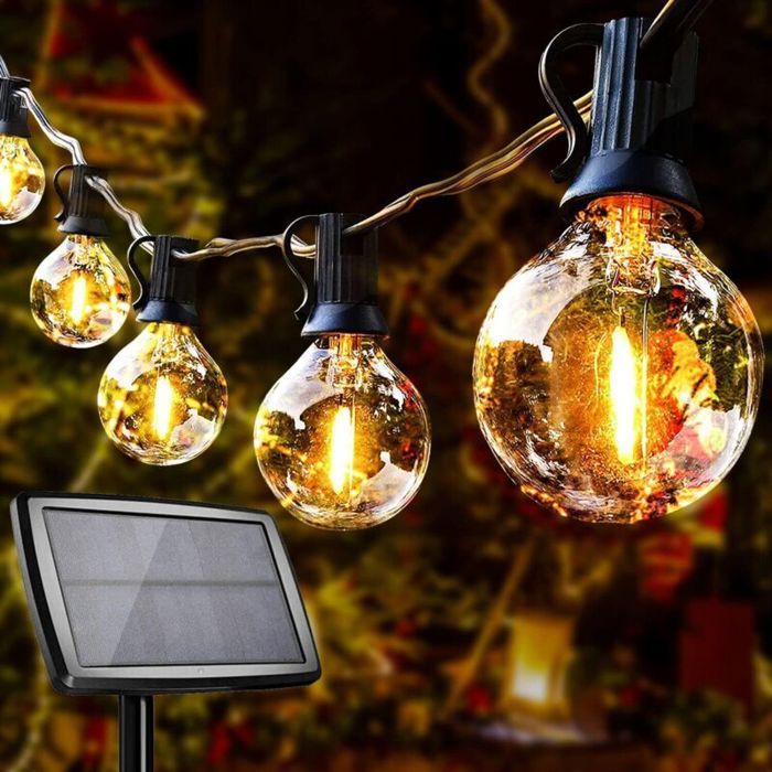 Guirlande solaire 10 ampoules LED étanches IP44 – 4 modes déclairage – Longueur 5 5m pour décoration intérieure et extérieure