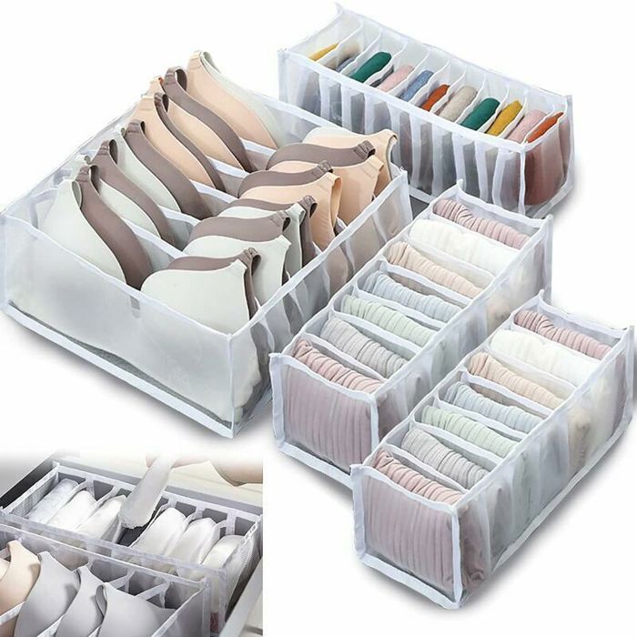 4PCS Boîte de rangement pliable pour sous-vêtements avec séparateurs de tiroir idéale pour ranger sous-vêtements et chaussettes