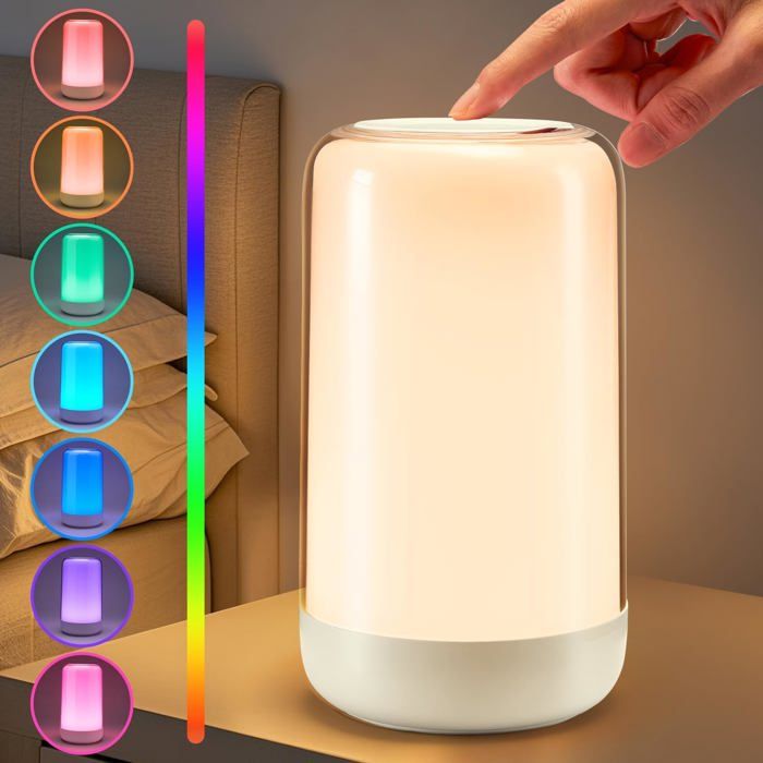 Lampe tactile pour chambre lampe à piles RGB à couleurs changeantes pour chambre lampe rechargeable veilleuse à intensité
