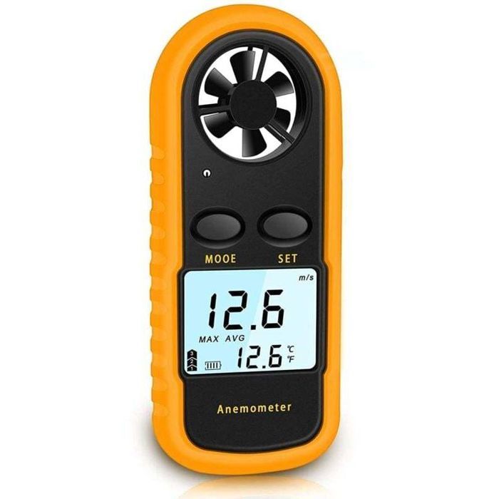 Anémomètre portable numérique 4 en 1 – Mesure vitesse du vent jusquà 30 m/s – Rétroéclairage LCD – Étui de protection inclus