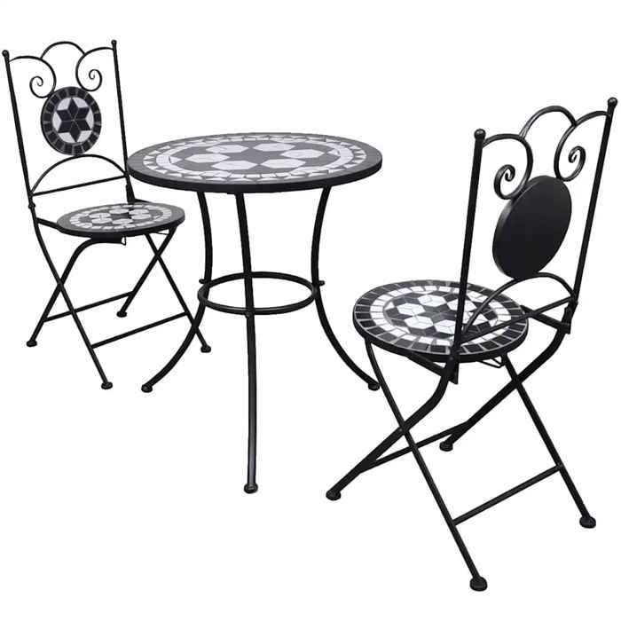 Maison Exclusive - Mobilier de bistro 3 pcs Carreaux céramiques Noir et blanc