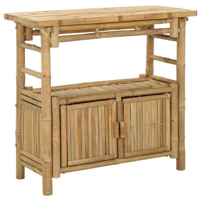 Table console avec étagère - vidaXL - bambou - naturel - résistant à leau - 2 portes - 80 x 35 x 75 cm 252njj97l
