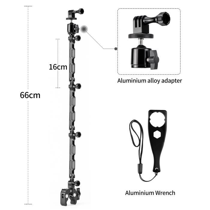 Support D’extension Magnétique Pour Insta360 Ace/Pro/Pro 2 – Réglage Inclinaison 75°, Fixation Rapide