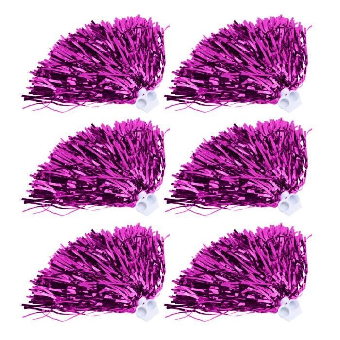 NAKESHOP Useful Cheerleader Pom Poms Squad Cheer Sports Party Dance Accessories (rose red)