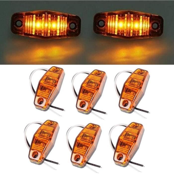 Biqiure 6 Feux De Gabarit LED 12V/24V 6.3 Pouces - Feux Latéraux Universels Jaunes Pour Camion, Remorque, Caravane