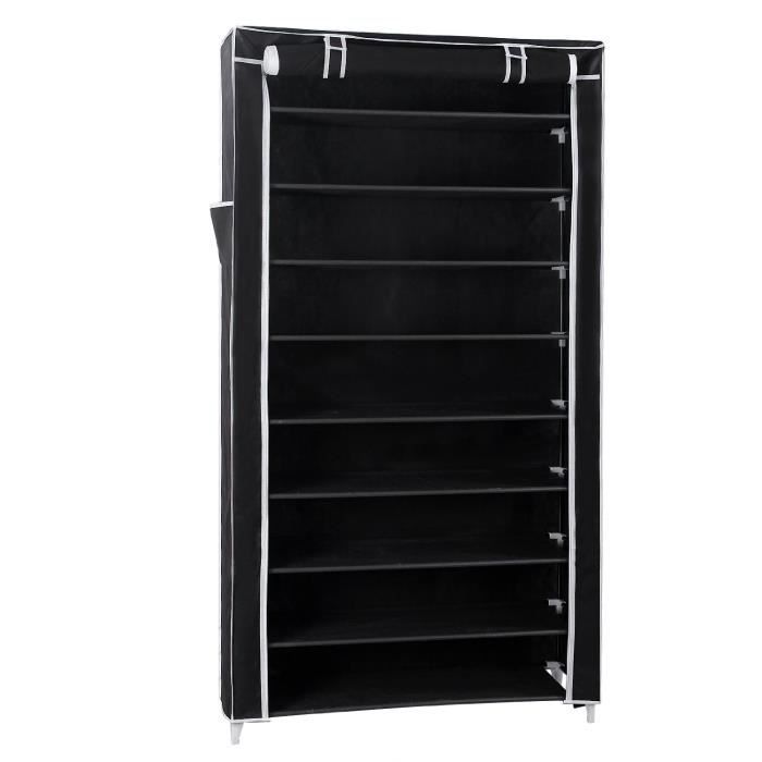 Armoire XXL - Étagères À Chaussures 10 Couches - Noir - 88 x 28 x 160 cm