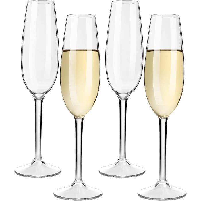 Set De 4 Flûtes à Champagne En Plastique Tritan COOKY.D - Incassables, Lave-vaisselle Safe - 224ML / 7.8oz