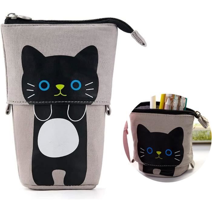 Set De Crayon De Papeterie De Chat 1 Trousse À Crayons Télescopique 12 Stylos À Encre Gel Noire
