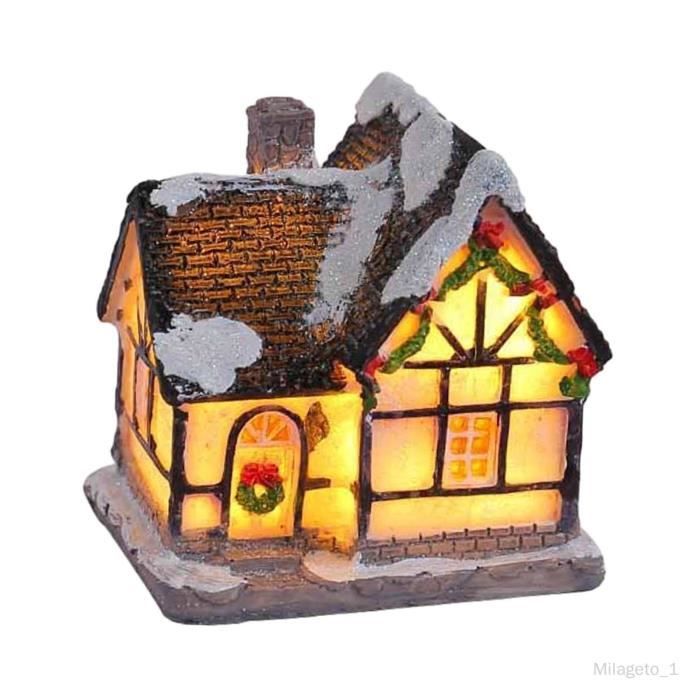 Village De Noël En Céramique Éclairé - Lot De 4 Maisons De Ferme - Décoration De Table Et Cheminée Pour Fêtes