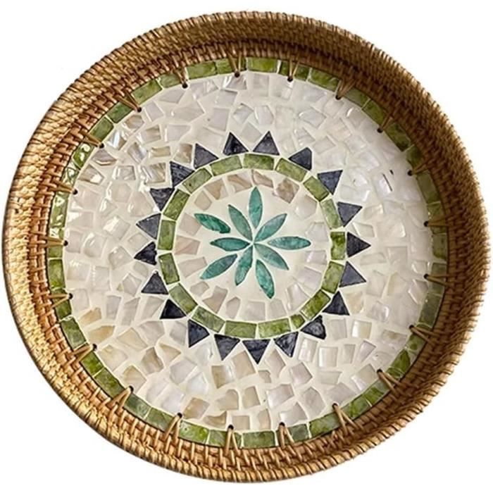 Panier En Bambou Tissé Main - Plateau Tamis Rond - 26x10 Cm - Rangement Naturel Pour Fruits, Légumes, Décoration