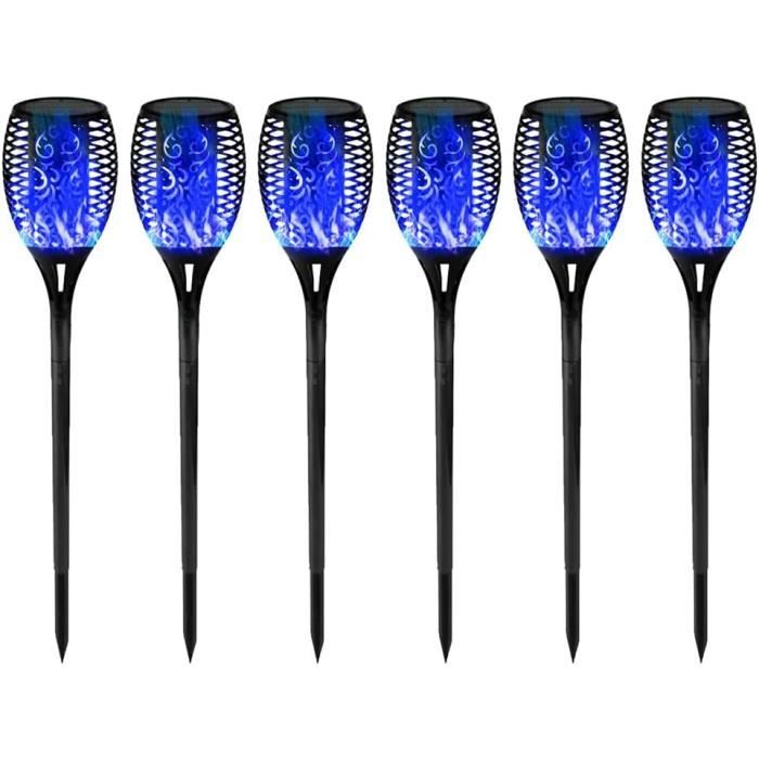 lampes solaires d'extérieur à 12 led - lampe torche solaire - lumière bleue vacillante - étanche - pour jardin, terrasse, all[k1113]