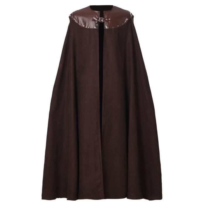 Cape Sorcière Médiévale Renaissance Homme – Cape Longue Rouge Vin Gothique Steampunk Halloween Cosplay