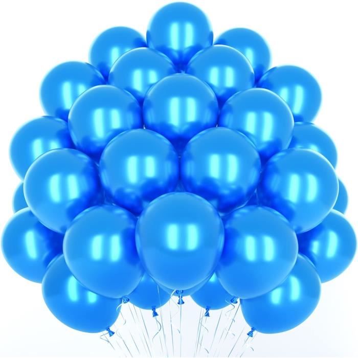 50 Pièces Ballons Métalliques Bleu Pour La Fête Des Ballons En Latex Bleu Brillant Pour L'Anniversaire De Mariage De - Maison
