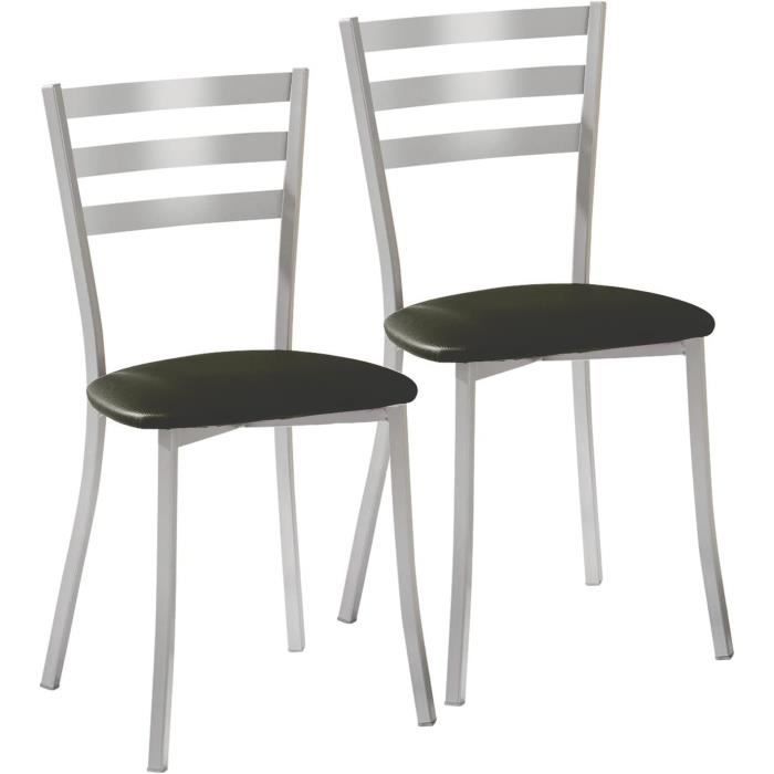 scrrgr deux chaises de cuisine, métal similicuir aluminium, gris graphite, altura de asiento 45 cms.[z878]