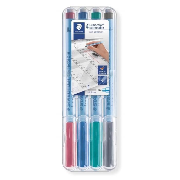 Staedtler Lumocolor Correctable Feutres Non Permanents A Pointe Fine Effacables A Sec Etui Chevalet Avec 4 Feutres Assortis 30 Achat Vente Feutres Staedtler Lumocolor Corre Cdiscount