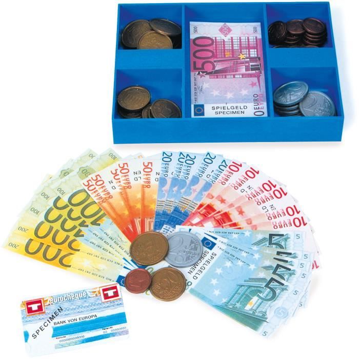 Argent à jouer à la marchande ou marchand pour caisse enregistreuse billets  euros, de pièces et d'une carte enfant à partir de 3 ans - Cdiscount Jeux -  Jouets