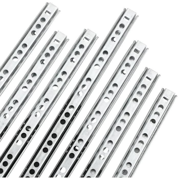 Glissières De Tiroir Robustes 500 Lbs / 225 Kg – 16 Pouces – Fermeture Douce – Paire