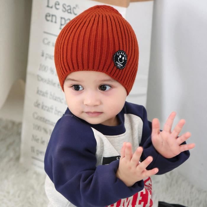 Infantile bebe enfant bonnet fille casquette coton tricote lettre sourire chaleureux chapeaux enfants LQB8719 Cdiscount Pret a Porter