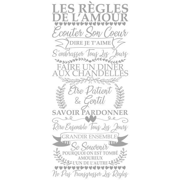 Sticker Citation Texte Les Regles De L Amour Vintage 1x52 Cm Gris Tex056 Cdiscount Maison