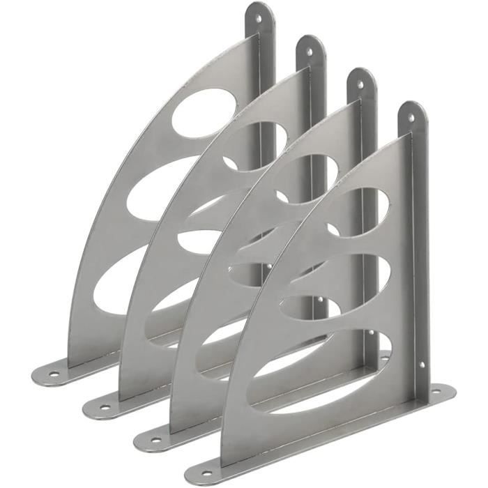Lot De 4 équerres Murales Grises Pour étagères - Charge Max 50 Kg, Métal Solide