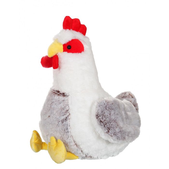 Peluche Poule blanche et marron 40 cm Cdiscount Jeux Jouets