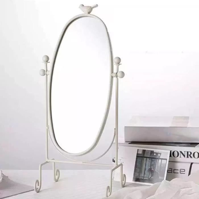 Miroir de courtoisie sur un côté - Rétro - Rotation à 360° - Ovale - En fer  forgé - Pour table de bureau - Blanc - Doré[702] - Cdiscount Maison