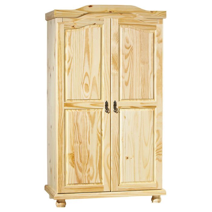 OLIVER - Armoire 2 Portes + Penderie Bois Massif Naturel