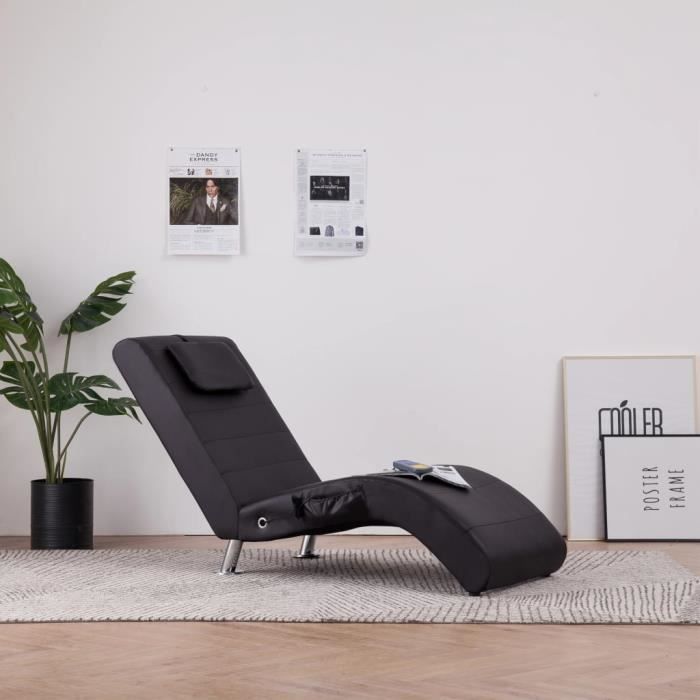 4094maison best•chaise longue-bain de soleil transat design contemporain ergonomique & pliant de massage avec coussin marron similic