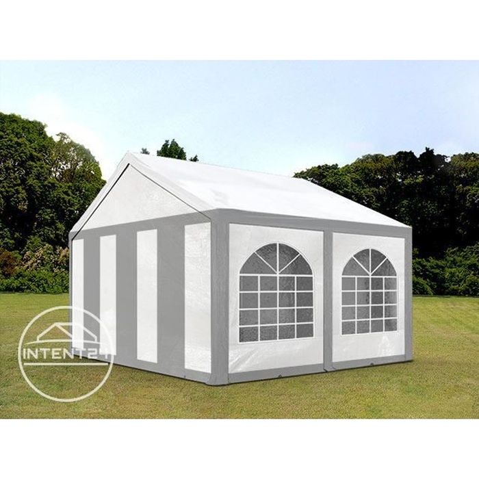 TOOLPORT tente de réception 3x4 m tonnelle barnum PE env. 240g/m² gris-blanc imperméable 3x4m