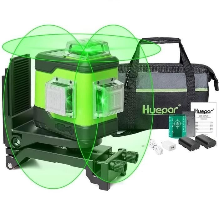 Niveau laser vert nivellement auto 12 lignes à 360 degrés horizontale et  verticale Croix 3D - Cdiscount Bricolage