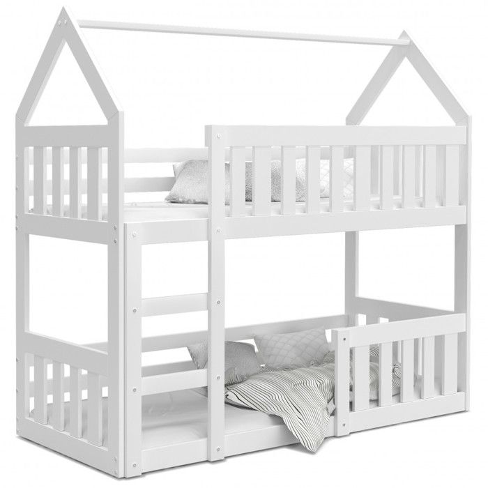 Lit Superposé Cabane Mini 90x190 Blanc - blanc Lit Superposé Cabane Mini 90x190 Blanc - blanc